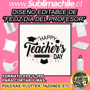 Diseño editable del dia del profesor para sublimar - EPS, JPG