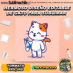 Hermoso diseño editable de gato para sublimar - EPS,JPG
