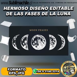 Hermoso diseño editable de las fases de la luna para sublimar - EPS,JPG