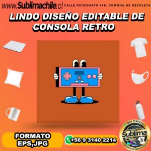 Lindo diseño editable de consola retro para sublimar - EPS,JPG