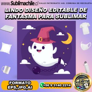 Lindo diseño editable de fantasma para sublimar - EPS,JPG,AI