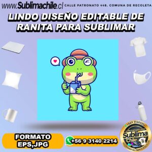 Lindo diseño editable de ranita para sublimar - EPS,JPG