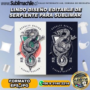 Lindo diseño editable de serpiente para sublimar - EPS,JPG