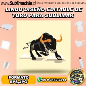 Lindo diseño editable de toro para sublimar - EPS,JPG