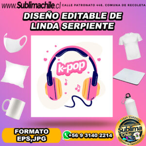 Un diseño editable de "audífonos kpop" para sublimar - EPS, JPG