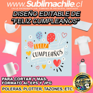 Un diseño editable de "feliz cumpleaños" para sublimar - AI, EPS y JPG