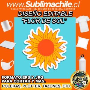 Un diseño editable de flor de sol para sublimar - EPS, JPG