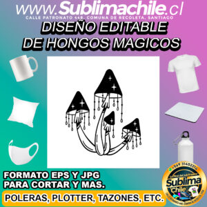 Un diseño editable de hongos mágicos para sublimar - EPS, JPG