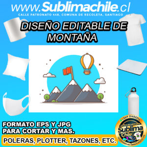 Un diseño editable de montaña para sublimar - JPG y EPS