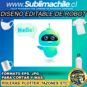 Un diseño editable de robot para sublimar - EPS, JPG