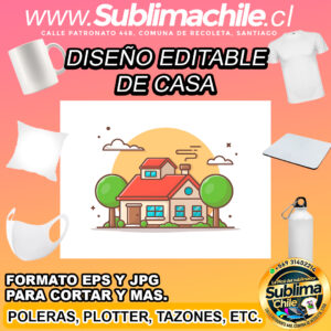 Un diseño editable de una casa para sublimar - EPS, JPG