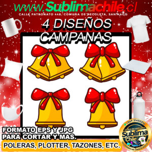4 Diseños de Campanas para Sublimar - JPG y EPS