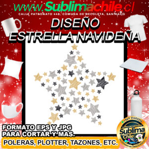 Diseño Estrella de Navidad para Sublimar - JPG y EPS