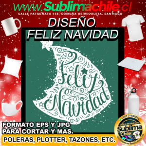 Diseño Feliz Navidad para Sublimar - JPG y EPS