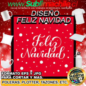 Diseño Frase Feliz Navidad para Sublimar - JPG y ESP