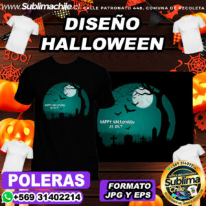 Diseño Halloween para Sublimar Poleras - JPG y EPS