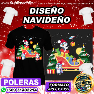 Diseño Navideño para Sublimar Poleras - JPG y EPS