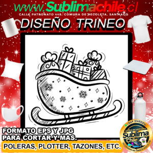 Diseño de Trineo con Regalos para Sublimar - JPG y EPS