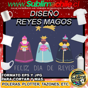Diseño de los Reyes Magos para Sublimar - EPS y JPG