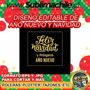 Diseño editable de año nuevo y navidad para sublimar - EPS, JPG