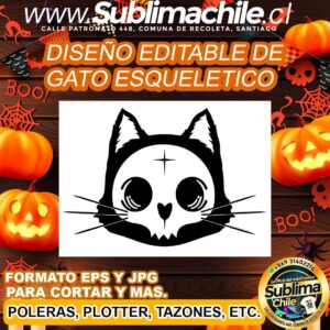 Diseño editable de esqueleto de gato para sublimar - EPS, JPG
