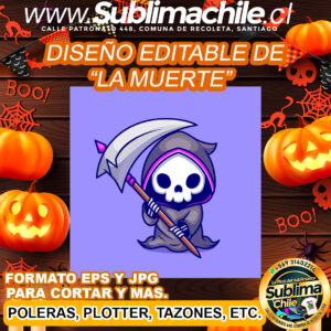 Diseño editable de la muerte para sublimar - EPS, JPG