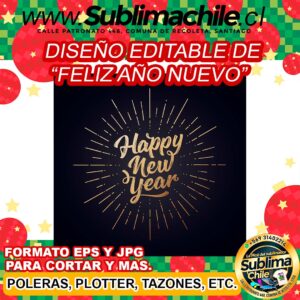 Un diseño editable de feliz año nuevo para sublimar - EPS, JPG