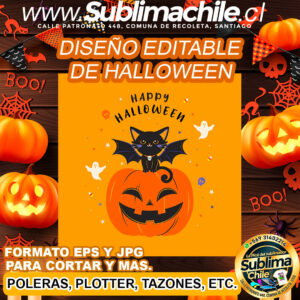 Un diseño editable de happy halloween para sublimar - EPS, JPG