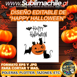 diseño editable "happy halloweeen" para sublimar - EPS, JPG