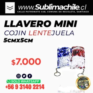 Llavero Mini Cojín Lentejuela Sublimable 5x5 cm - Pack 10 Unidades