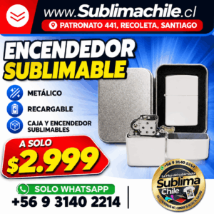 Encendedor Sublimable Metálico Recargable | Caja + Encendedor Sublimables
