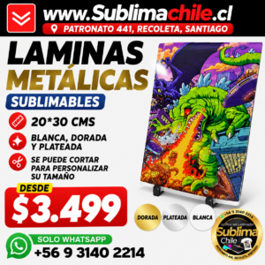 Placa de Aluminio Sublimable 20x30 cm