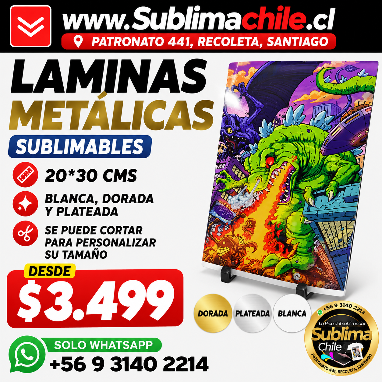 Lamina de Aluminio Sublimable 20x30 cm 1 Lamina de Aluminio Sublimable 20x30 cm