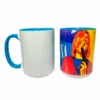 tazas sublimables de colores con cuchara