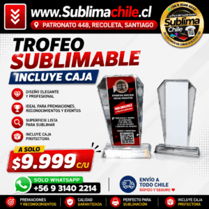 Trofeo sublimable incluye caja