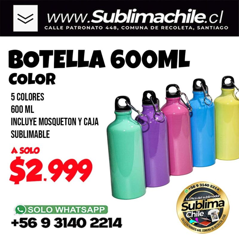 Botella 600ml colores