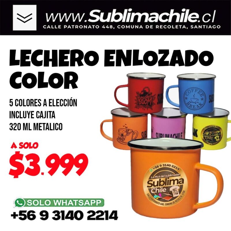 Lechero enlozado 320ml colores