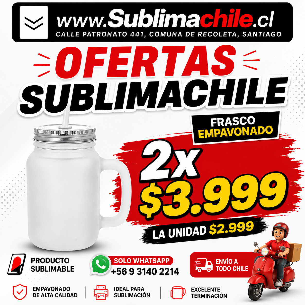 Frasco Empavonado Sublimable con Bombilla - Pack 2 Unidades 1 Frasco Empavonado Sublimable con Bombilla - Pack 2 Unidades