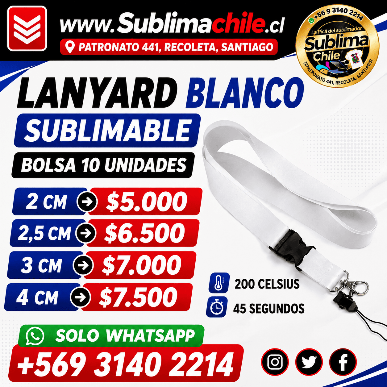 Lanyard Sublimable 2 cm de ancho 1 Lanyard Sublimable 2 cm de ancho