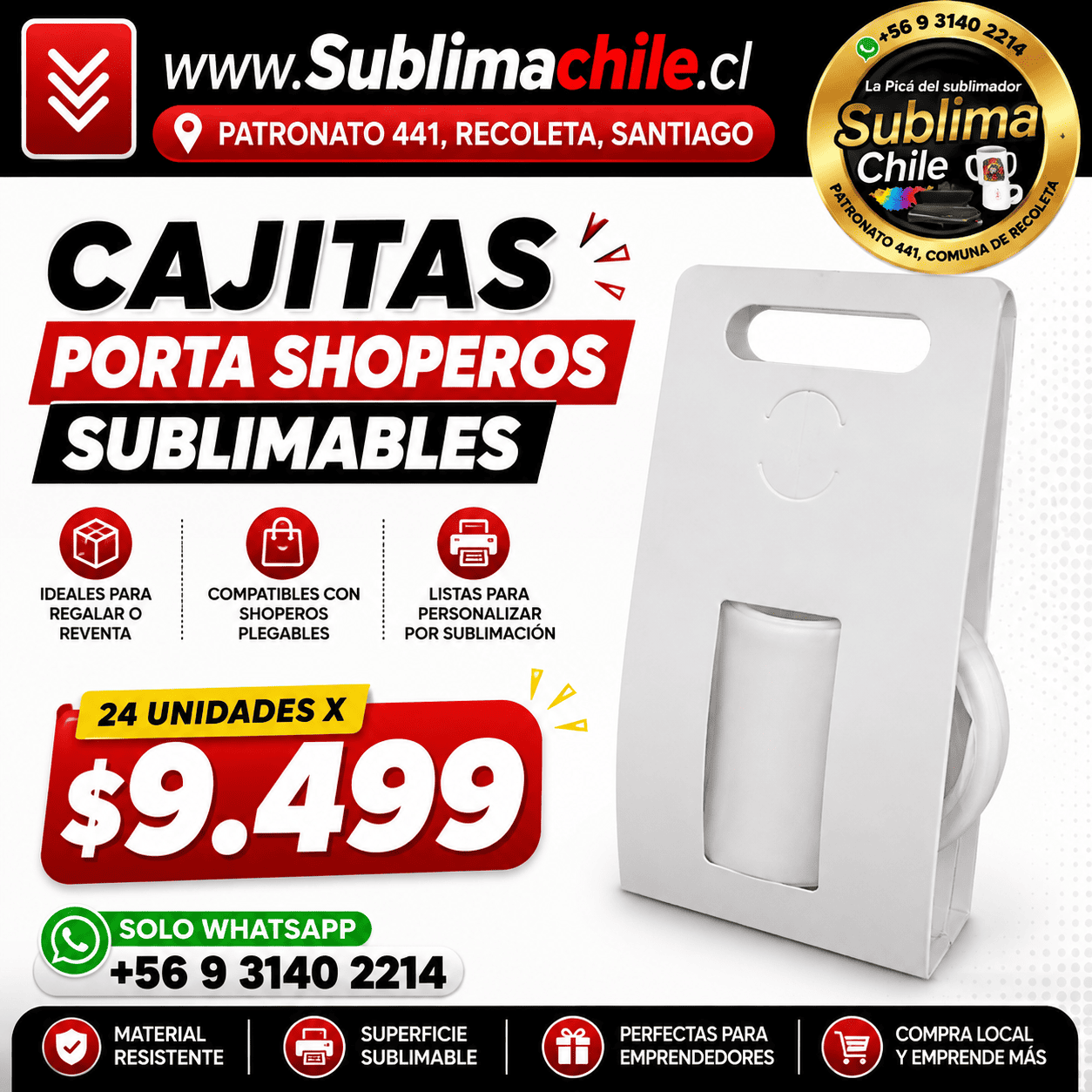 Porta Shoperos Sublimables - Pack 24 Unidades 1 Porta Shoperos Sublimables - Pack 24 Unidades
