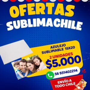 Azulejo sublimable 15x20 cm pack 2 unidades Sublimachile