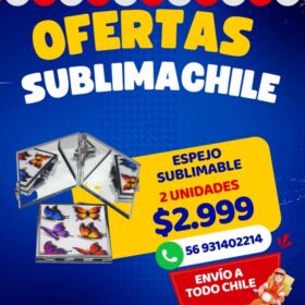 Espejo cuadrado sublimable 6x6 cm pack 2 unidades Sublimachile