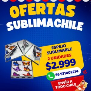 Espejo cuadrado sublimable 6x6 cm pack 2 unidades Sublimachile