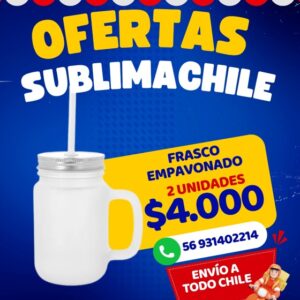 Frasco empavonado sublimable con bombilla pack 2 unidades Sublimachile