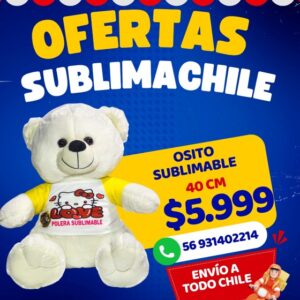 Osito sublimable de peluche 40 cm Sublimachile