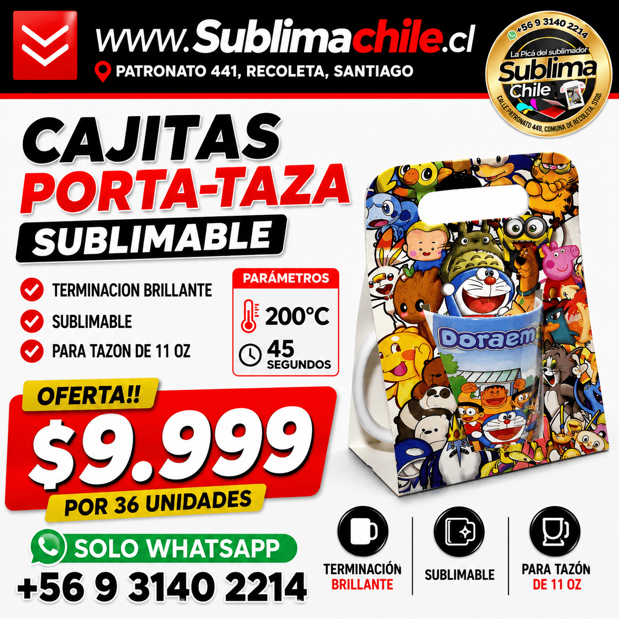 Caja Portatazas Sublimable 1 Caja Portatazas Sublimable