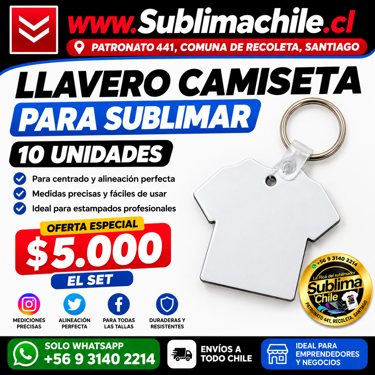 LLavero de Camiseta Sublimables MDF 1 LLavero de Camiseta Sublimables MDF